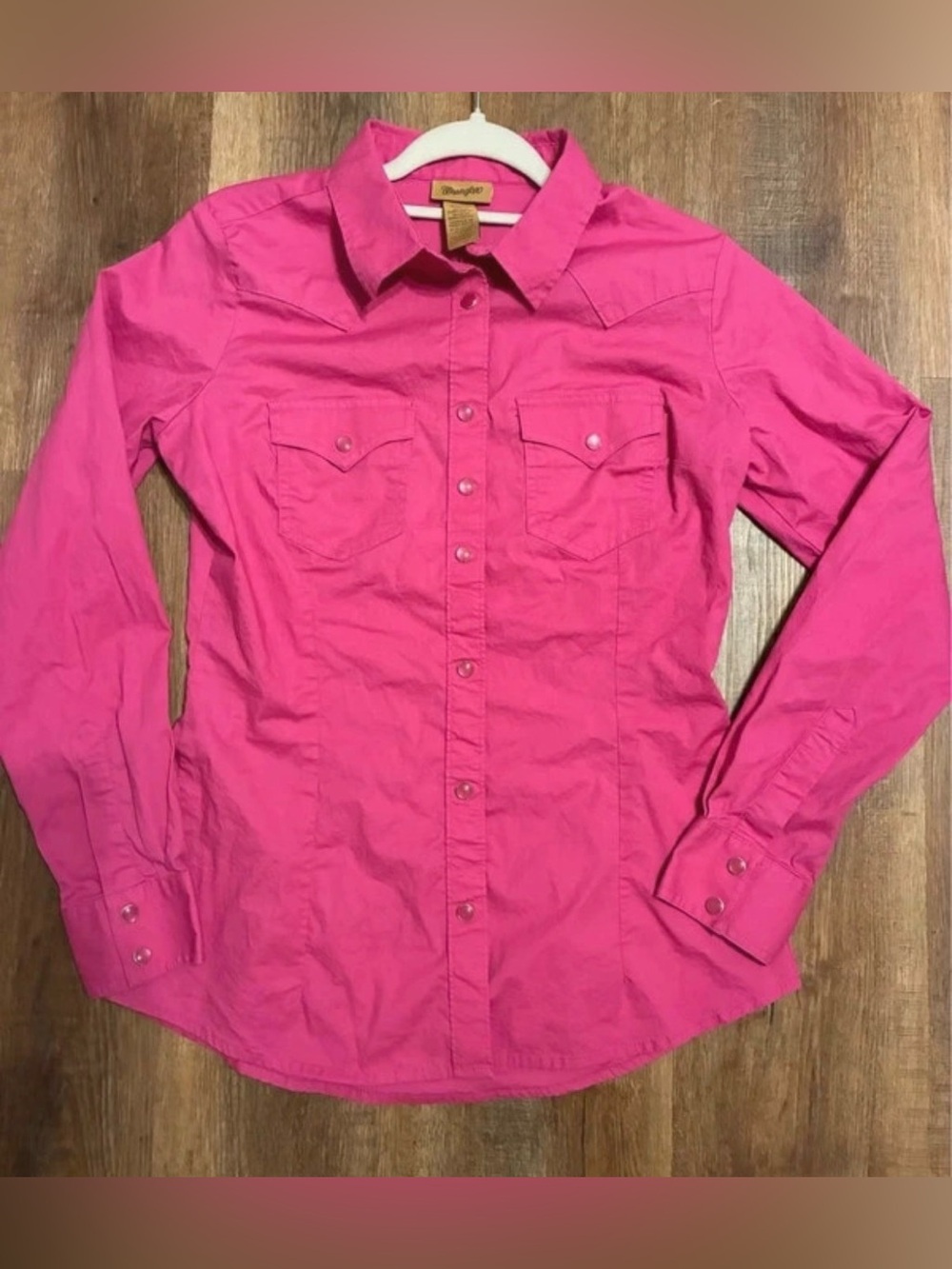Wrangler Women’s Hot Pink Western Pearl Snap Button-Down Rodeo Shirt
